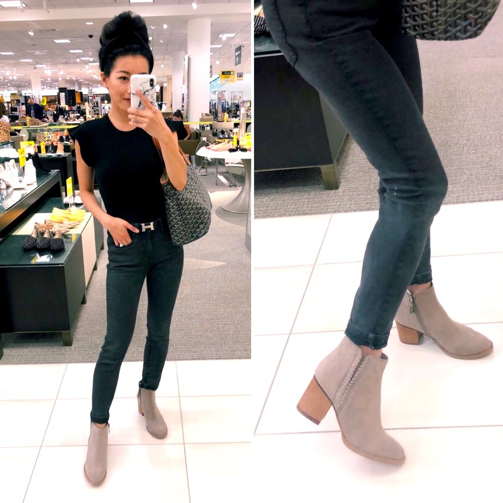 NWB Blondo Nina Suede Waterproof Bootie - Gray/Grey 7.5/37.5